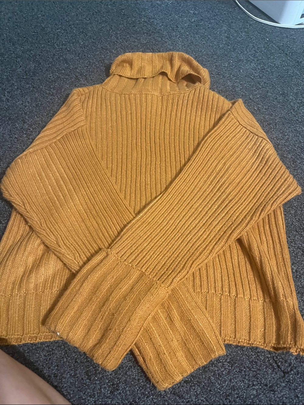 Nine West Ribbed Turtleneck Sweater in Mustard Gold